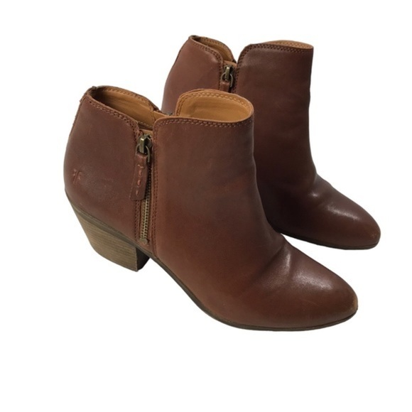 Frye Brown Leather Judith Zip Ankle Boots women’s size 10 - Picture 2 of 10